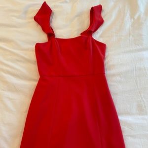 RUSH DRESS- Red Cocktail Dress with Ruffle Straps